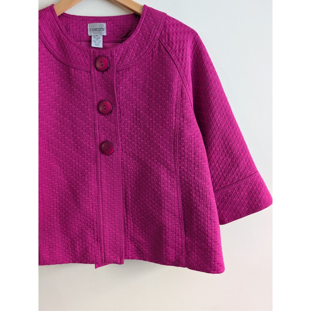 Chicos Textured Button Front Cropped Jacket Blaze… - image 7